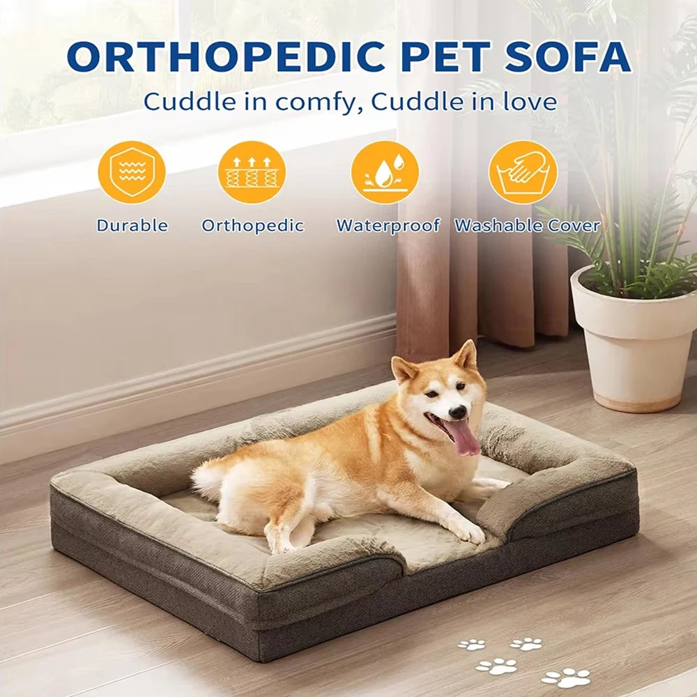 Pawonia Orthopedic Dog Bed — Egg-Crate Foam for Senior Dogs with Arthritis & Joint Pain