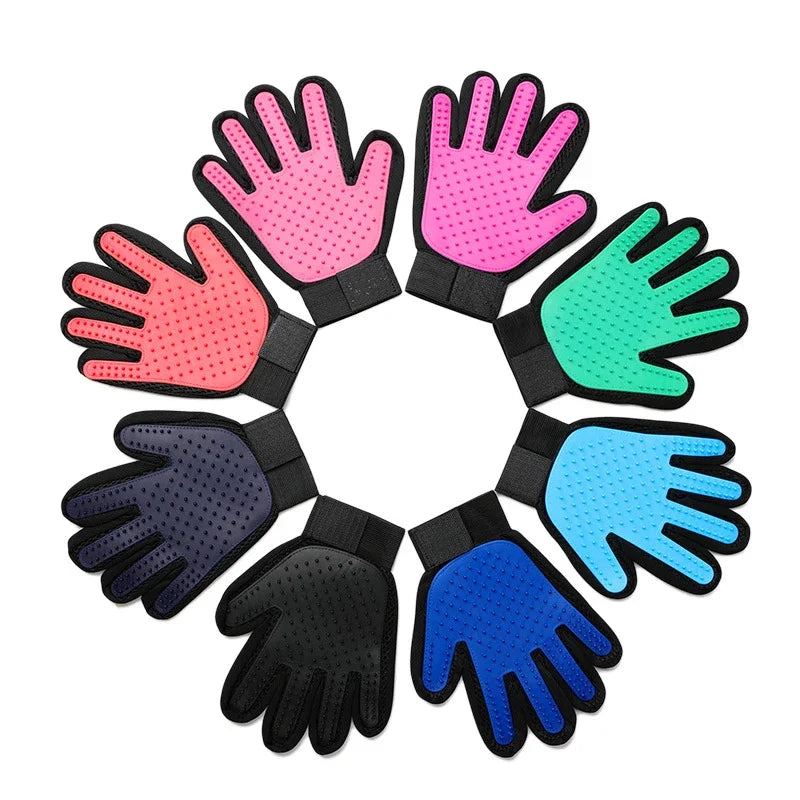PAWPAL Pet Silicone Grooming Gloves - Effective Hair Remover Mitt for Dogs & Cats, Bathing & Shedding Control