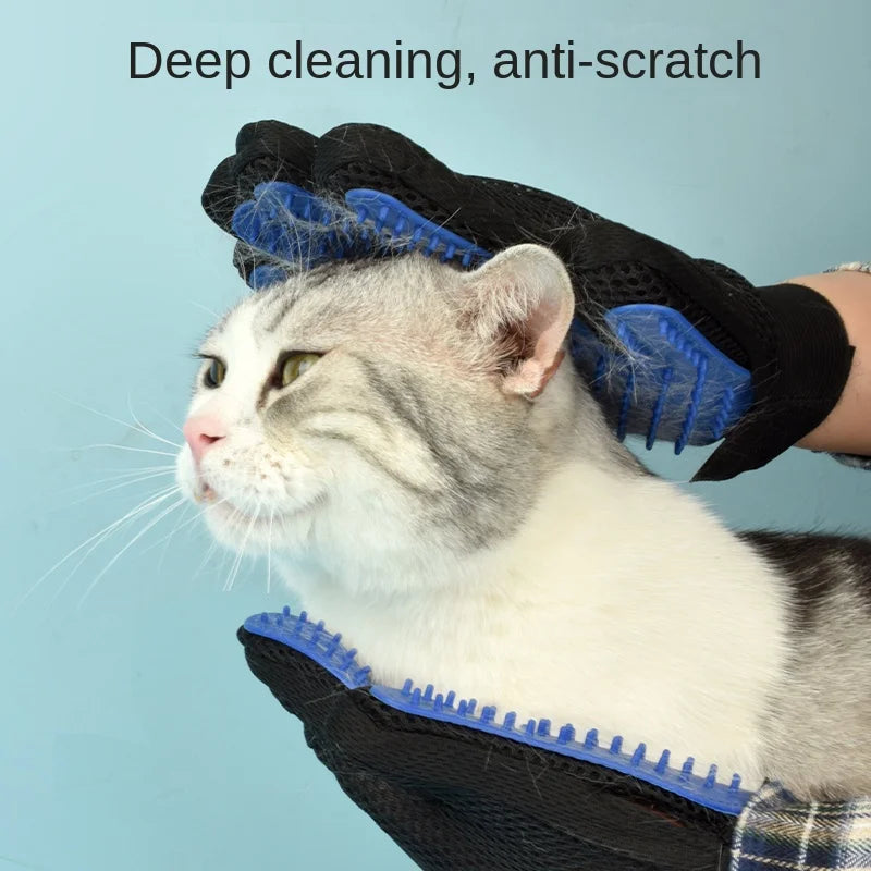 PAWPAL Pet Silicone Grooming Gloves - Effective Hair Remover Mitt for Dogs & Cats, Bathing & Shedding Control