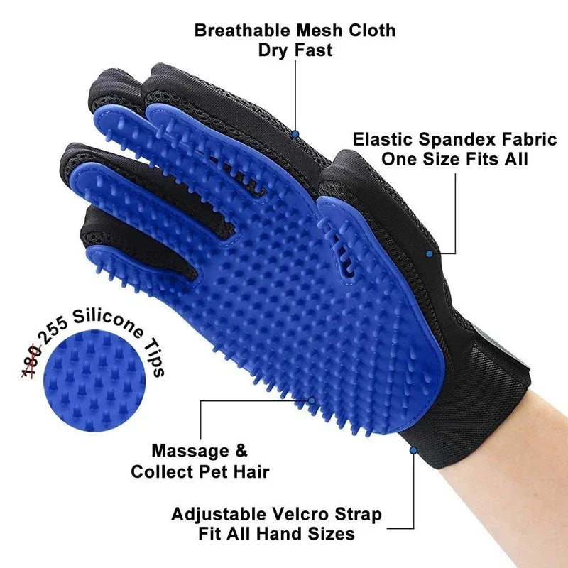 PAWPAL Pet Silicone Grooming Gloves - Effective Hair Remover Mitt for Dogs & Cats, Bathing & Shedding Control