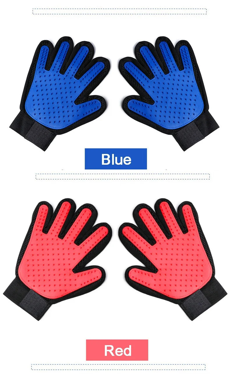 PAWPAL Pet Silicone Grooming Gloves - Effective Hair Remover Mitt for Dogs & Cats, Bathing & Shedding Control