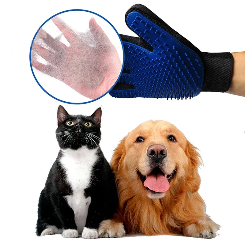 PAWPAL Pet Silicone Grooming Gloves - Effective Hair Remover Mitt for Dogs & Cats, Bathing & Shedding Control
